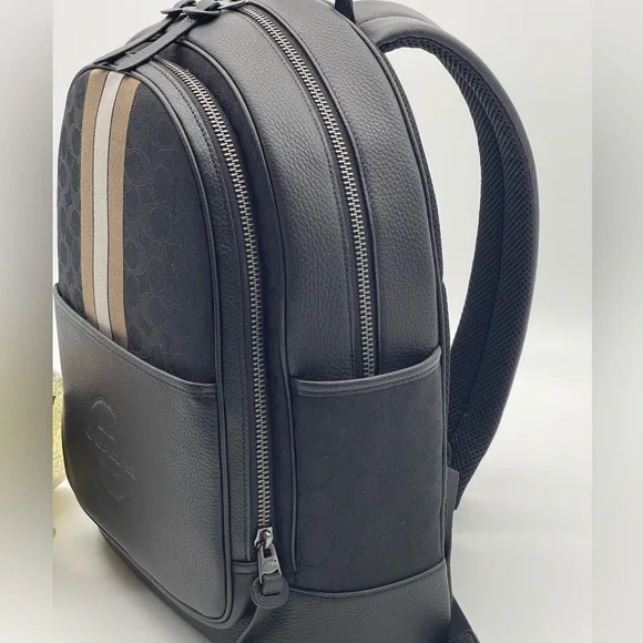 Coach Large  Backpack In Signature Jacquard With Varsity Stripe - Picture 13 of 14